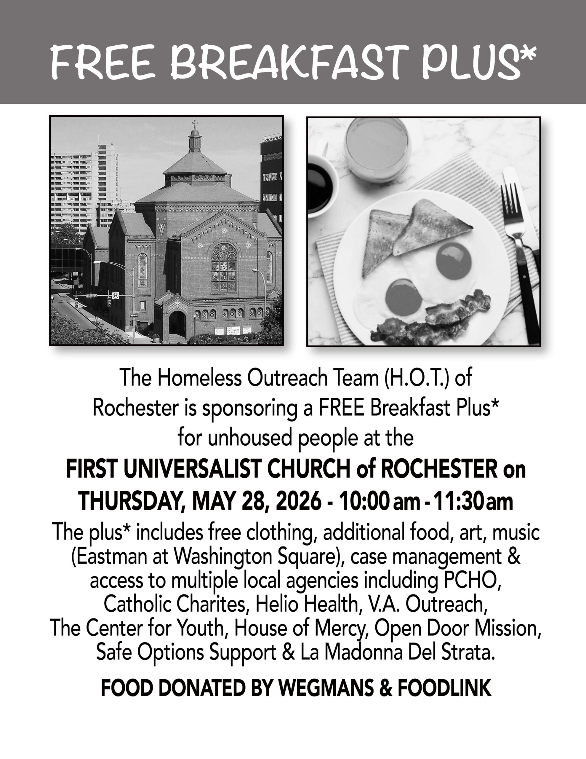 Homeless Outreach Team of Rochester Free Breakfast Plus* for Unhoused ...